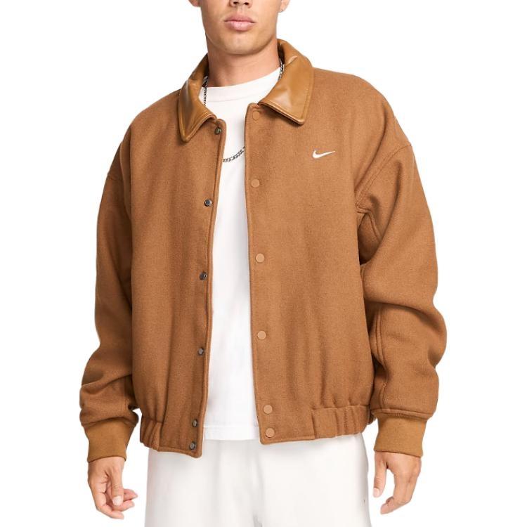 Nike Solo Swoosh Varsity Jacket  Light British Tan  Men s FZ1168-281 L