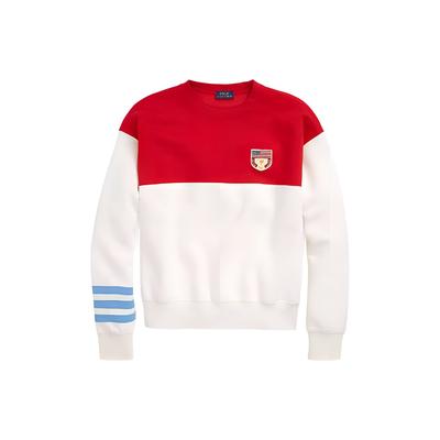 Polo SS23 Color Block Logo Aufdruck Sweatshirt Damen Sweatshirt Weiß Rot 211886899-001