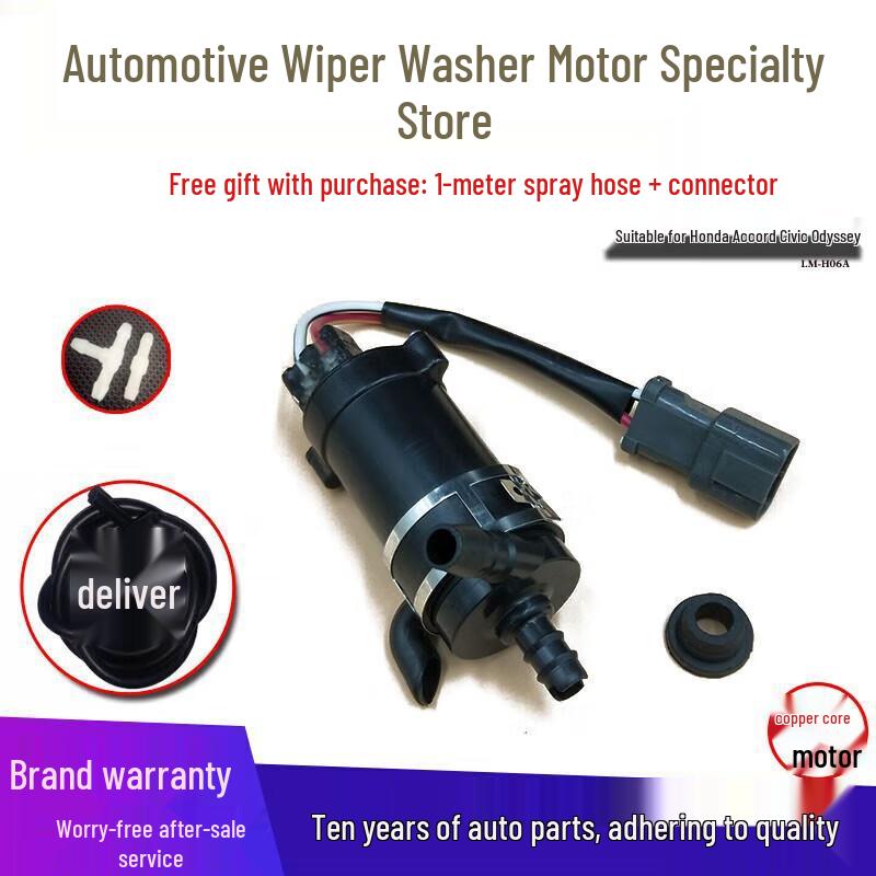 Compatible Headlight Wiper Washer Motor for Honda Accord, Odyssey, Civic, Spirior, Crosstourer Crosstourer Headlight (+Tube +Water Connector)
