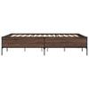 Brown Oak Effect Bed Frame 135 x 190 cm Wood Based Panel & Metal