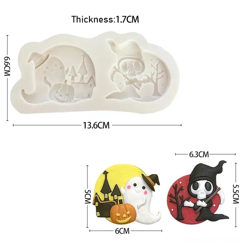 Halloween Party Sugar Silicone Mold Cake Decorating Mould Hat Bat Pumpkin Pastry Baking Polymer Clay DIY Mold Home Kitchen Tools