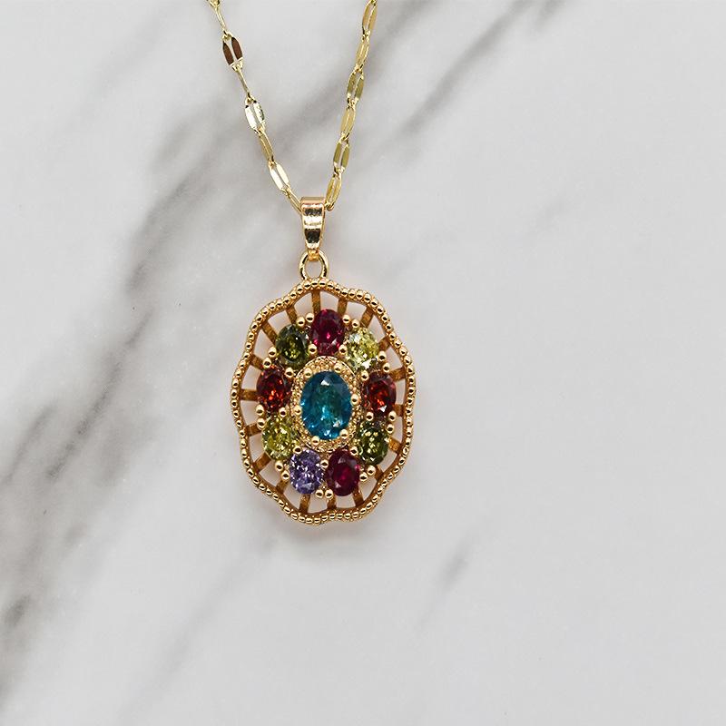 

Ожерелье с вращающимся диском из циркония Nine Treasures, женская изысканная цепочка из титановой стали для ключицы Advanced Sense Simple Temperament