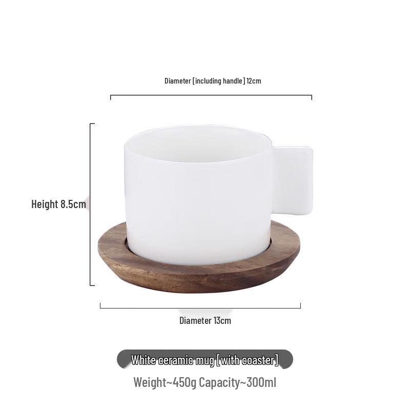 Ceramic Coffee Mug with Wooden Coaster
