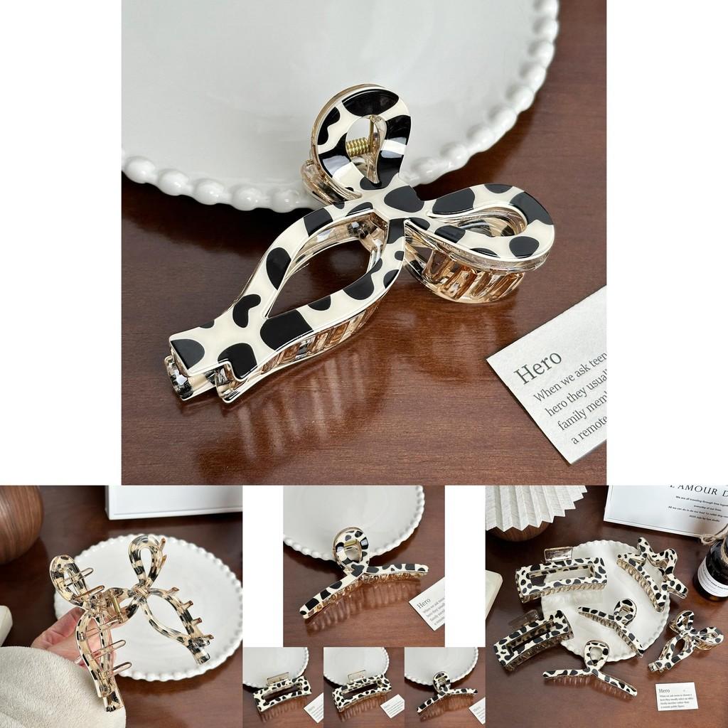 Gorgeous Vintage Inspired Hair Claw Clip With Cow Print Perfect For Everyday Use