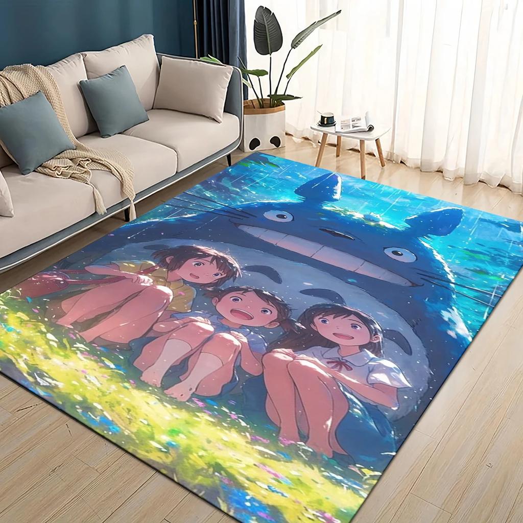3D T-Totoros Cartoon Area Rug,Carpet Rug for Living Room Children's Bedroom Sofa Doormat Decor,kids Play Non-slip Floor Mat