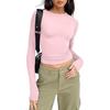 Autumn Long-Sleeve Slimming Pullover: Women's Round Neck Top