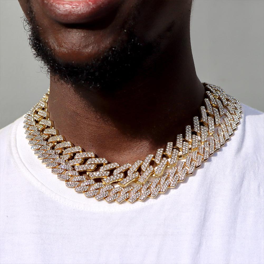 8mm Luxury Cuban Link Necklace for Men Women, Gold Silver Color Iced Out Rhinestone Chain, Hip Hop Bling Street Jewelry Gift