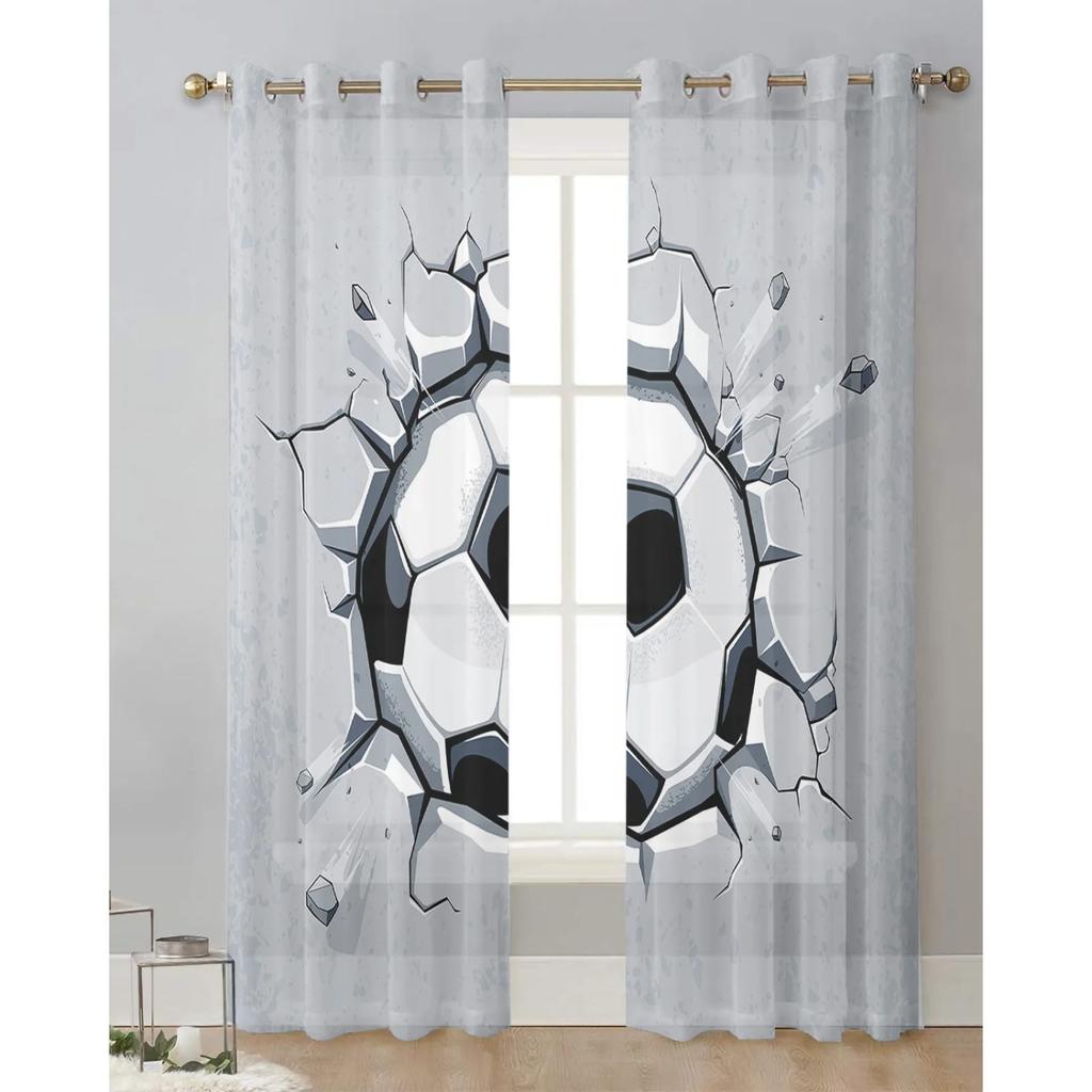 Fußball Sport Fußball Gardinen für Wohnzimmer Dekoration Fenster Vorhänge für Küche Tüll Voile Organza Vorhänge
