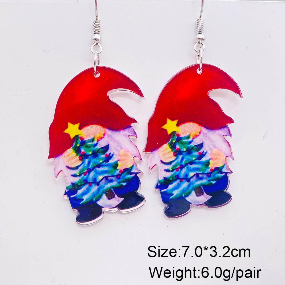 Cross-border Christmas Tree Snowman Gnome Earrings - Festive Acrylic Jewelry for Xmas & Teacher's Day
