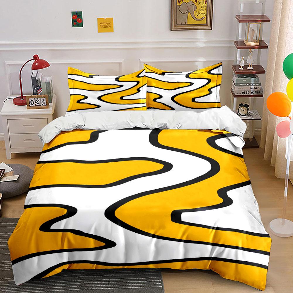 Abstract black wavy lines. Bedding sets Duvet cover sets Duvet covers Pillowcases(1*Duvet Cover 2*Pillowcases without duvet insert)