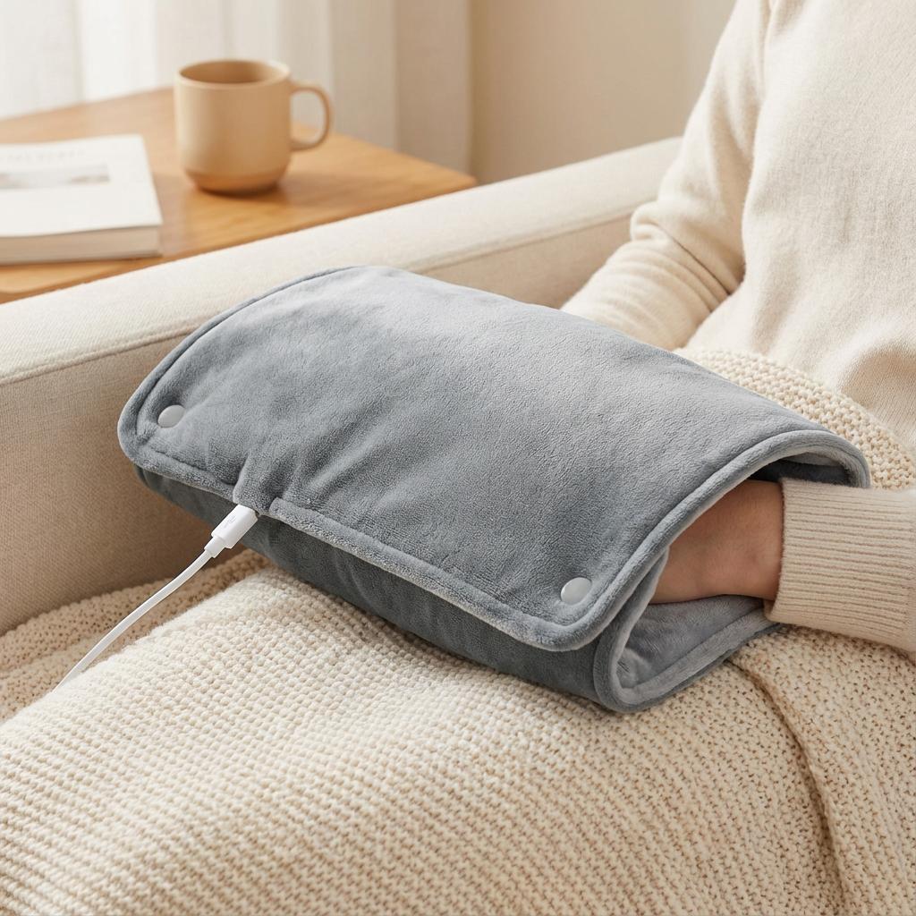 USB Thermostatic Hand Warmer Short Velvet Fabric Warm Hands And Legs Shawl for Winter Office And Home Use Heating Blanket