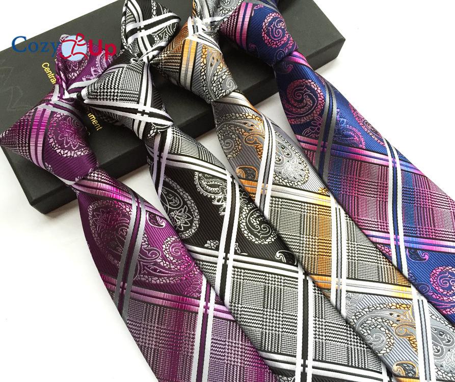 3.15" Fashion Striped PaisleyTies Mens Plaid Flower Necktie for Wedding