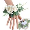 Handmade Flower Wristbands Wrist Flower Realistic Rose Boutonniere for Bridesmaid and Event Decoration Optional Color