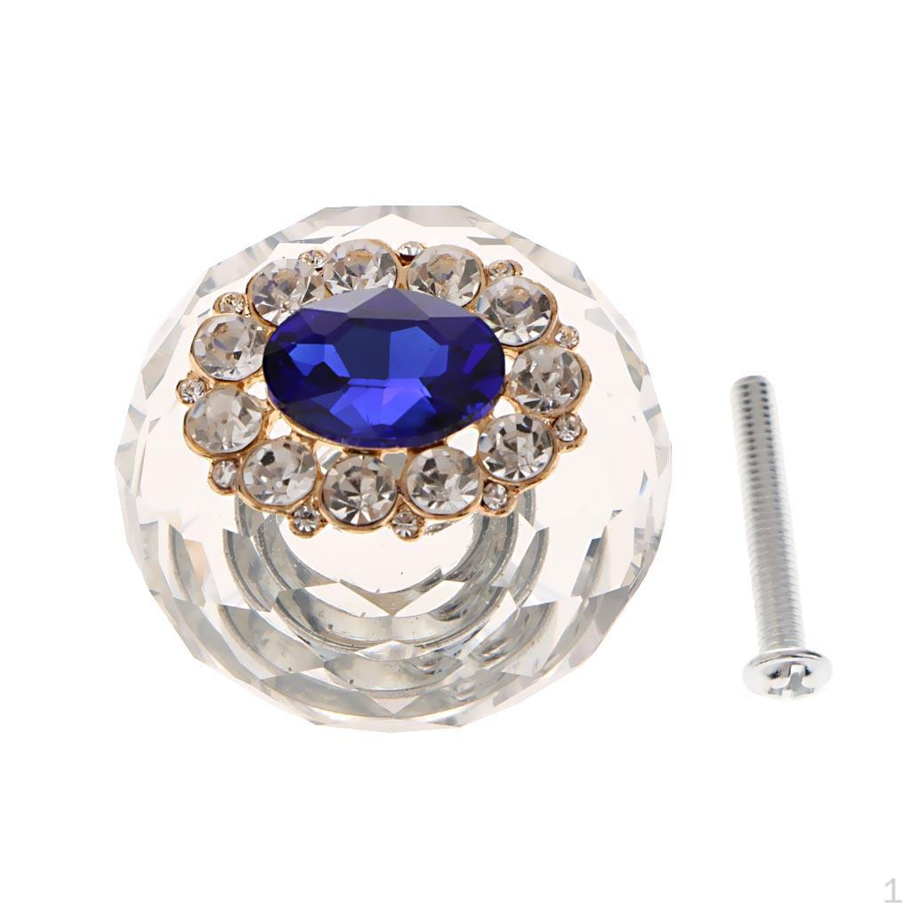 

Crystal Cabinet Pull Knobs Small Round Handle #3 Blue Diamond