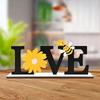 Farmhouses Wooden Love Letter Sign with Sunflowers and Bees Accent for Home or Office Spring Summer Tabletop Decors