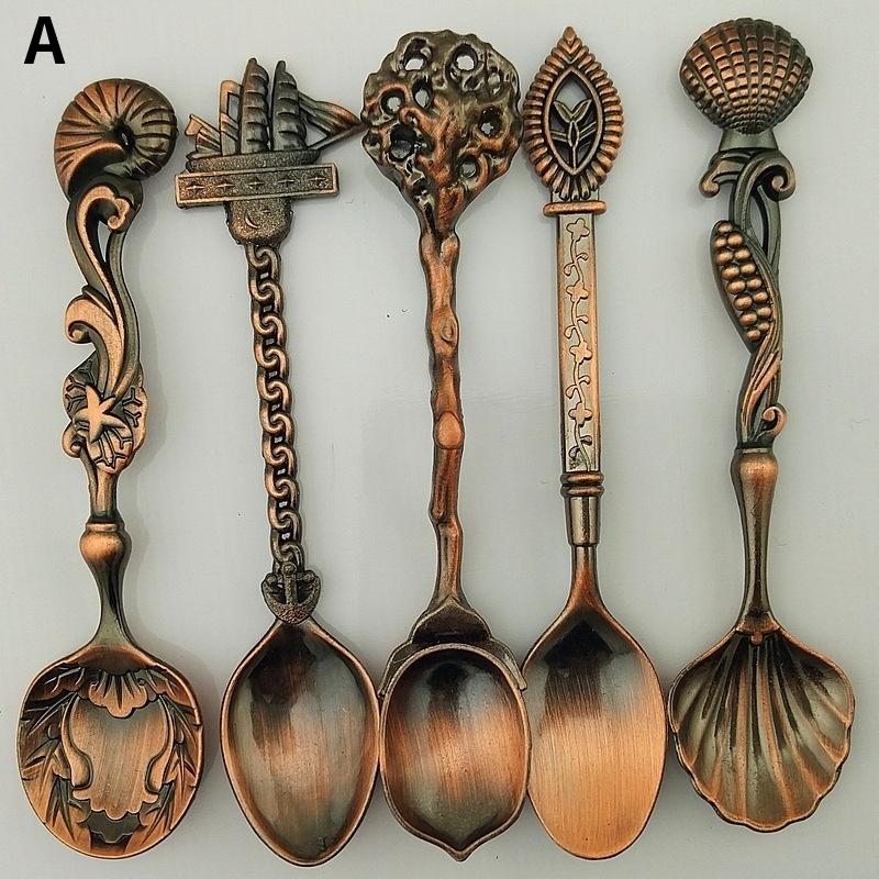 

5 шт./набор Высококачественные Креативные Ретро Кофейные Ложки Нержавеющая Сталь Подарки Винтажные Наборы