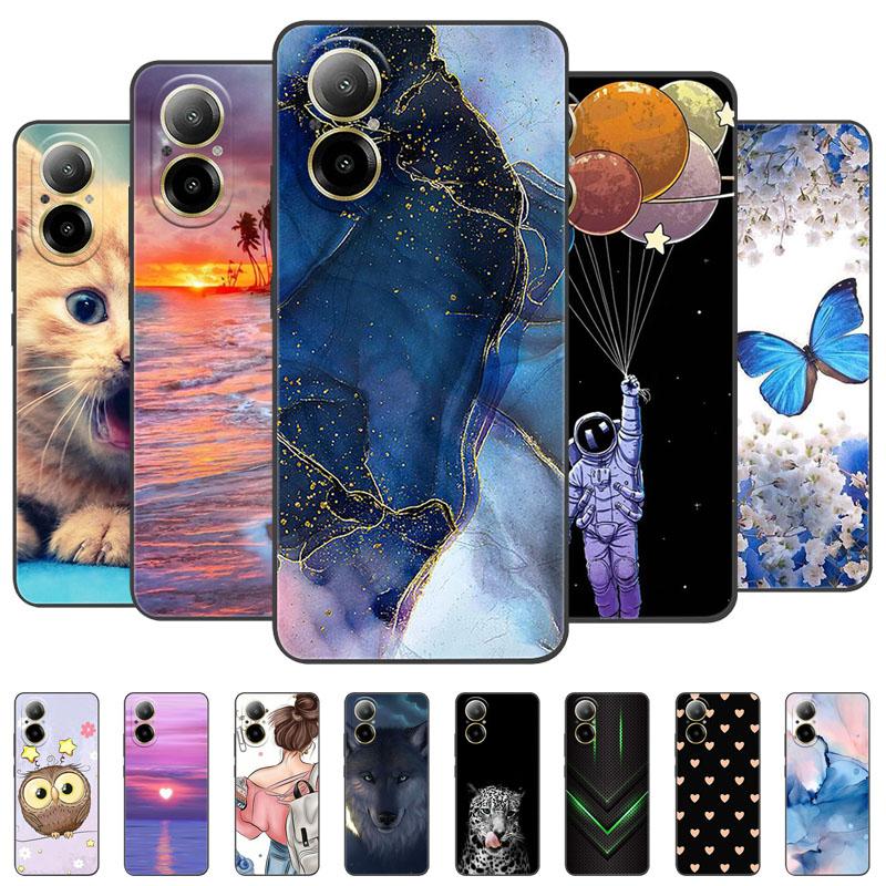 For OPPO Realme 12 Lite Case Cover Silicone Soft Marble Black Bumper Funda for Realme 12 Lite Realme12 Lite Full Protective