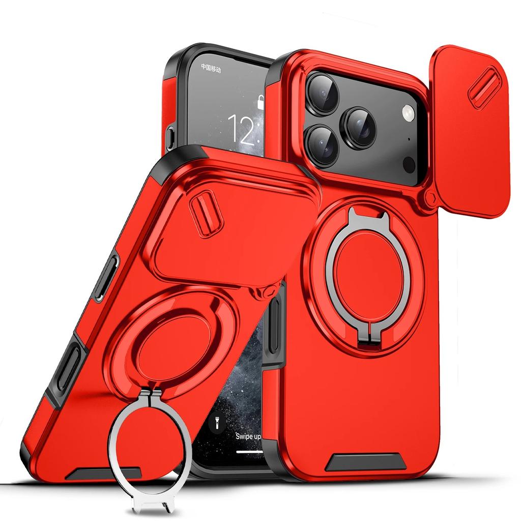 Case For iPhone 18 17 16 14 13 12 15 Pro Max Plus 16e 17e Air Armor Slide Camera Ring Magnetic Stand Shockproof Phone Funda