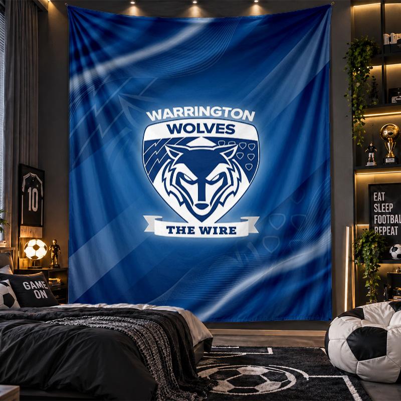 Wall Hanging Tapestry Warrington Wolves Print Cloth for Living Room Bedroom Home Decor