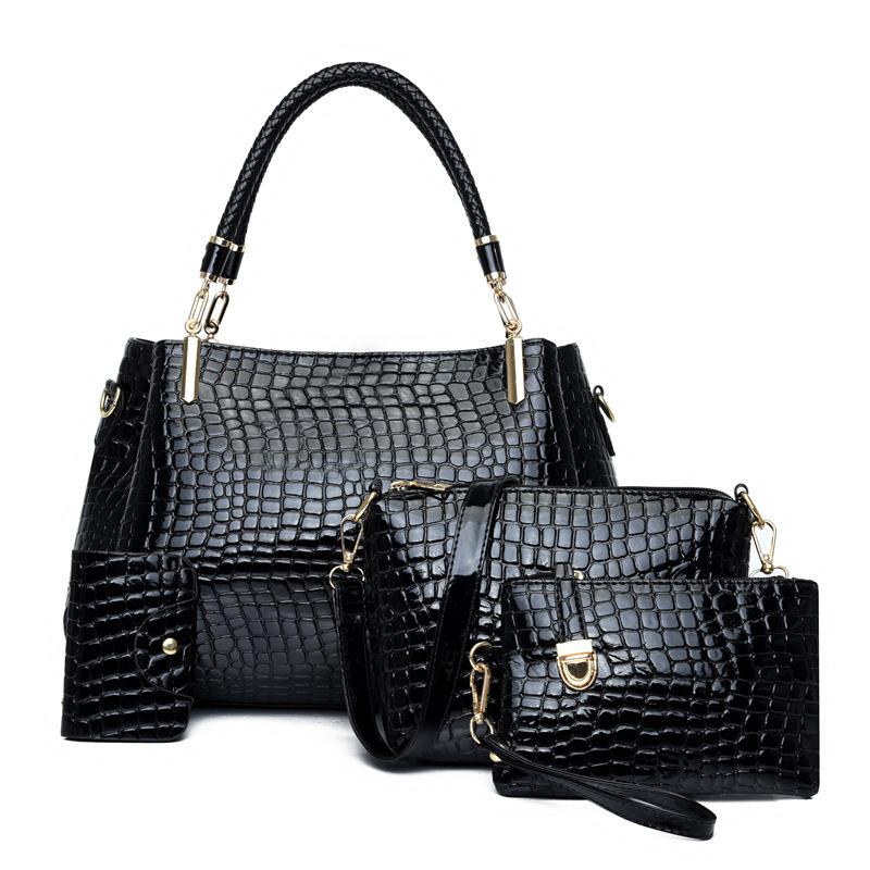 European and American style four-piece classic temperament portable oblique span bag women's stone pattern shoulder armpit bag