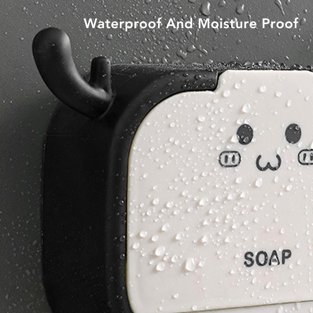 Caixa Porta Sabonete de Parede 2 Espaços Drenagem Sem Furo À Prova D'água Dobrável Porta Sabonete para Casa