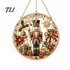 Seasonal Festival Gift Ideas Christmas Rhinestone Painting Suncatcher Kit, Round DIY Hanging Decor Festive Decorations for Holidays Tree Home,