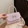 Pink Portable Bow Bag Women's 2025 New Spring and Summer Shoulder Messenger Bag Niche Fashion Cute Small Square Bag