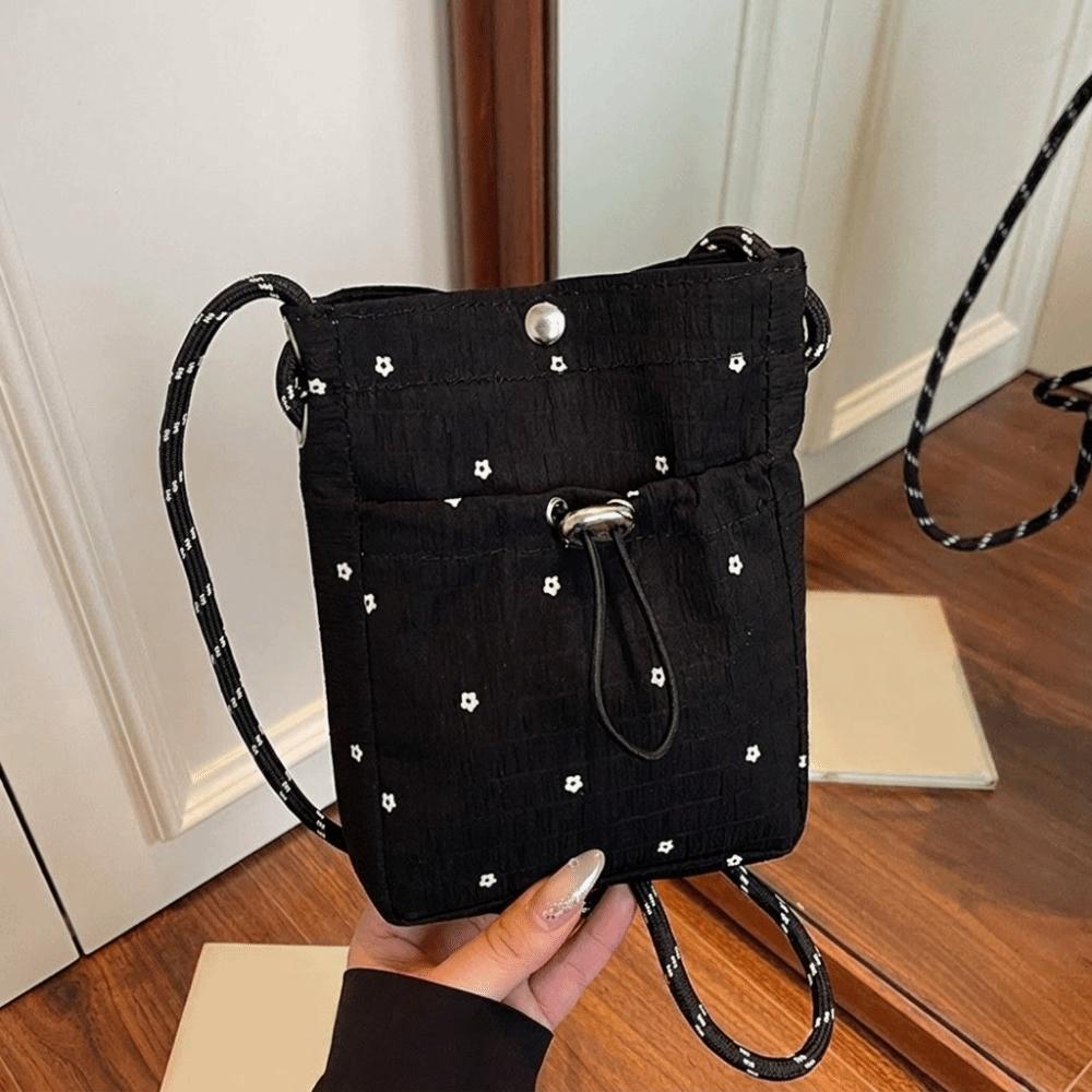 Flower Printed Pleated Cloud Crossbody Bag Lightweight Folded Slant Bag Phone Shoulder Bag Daily