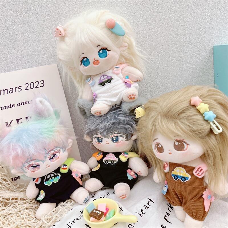 20cm Cotton Doll Plush Toy With Interchangeable Outfits White Car Overalls