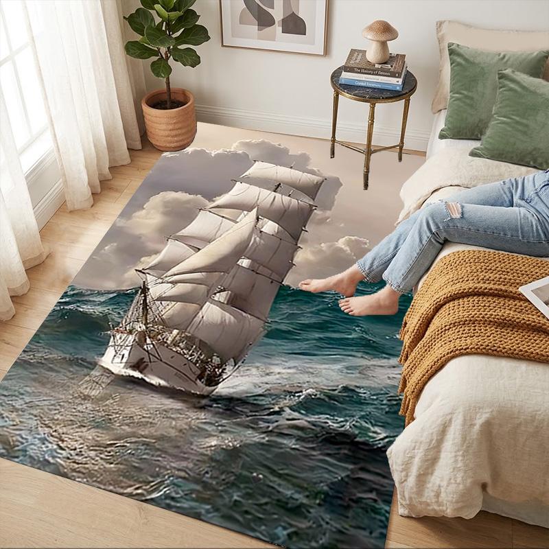 Sailboat Storm Living Room Nonslip Area Rug Soft Carpet For Bedroom Game Playroom Sofa Office Home Decor Doormat Christmas Gift C9302043