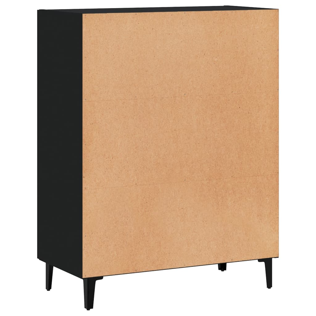 Entrance Side Cabinet / Sofa Sideboard / Living Room Storage Cabinet / Bathroom Shelf with Transparent Double Door Design, Black 69.5x34x90 Cm
