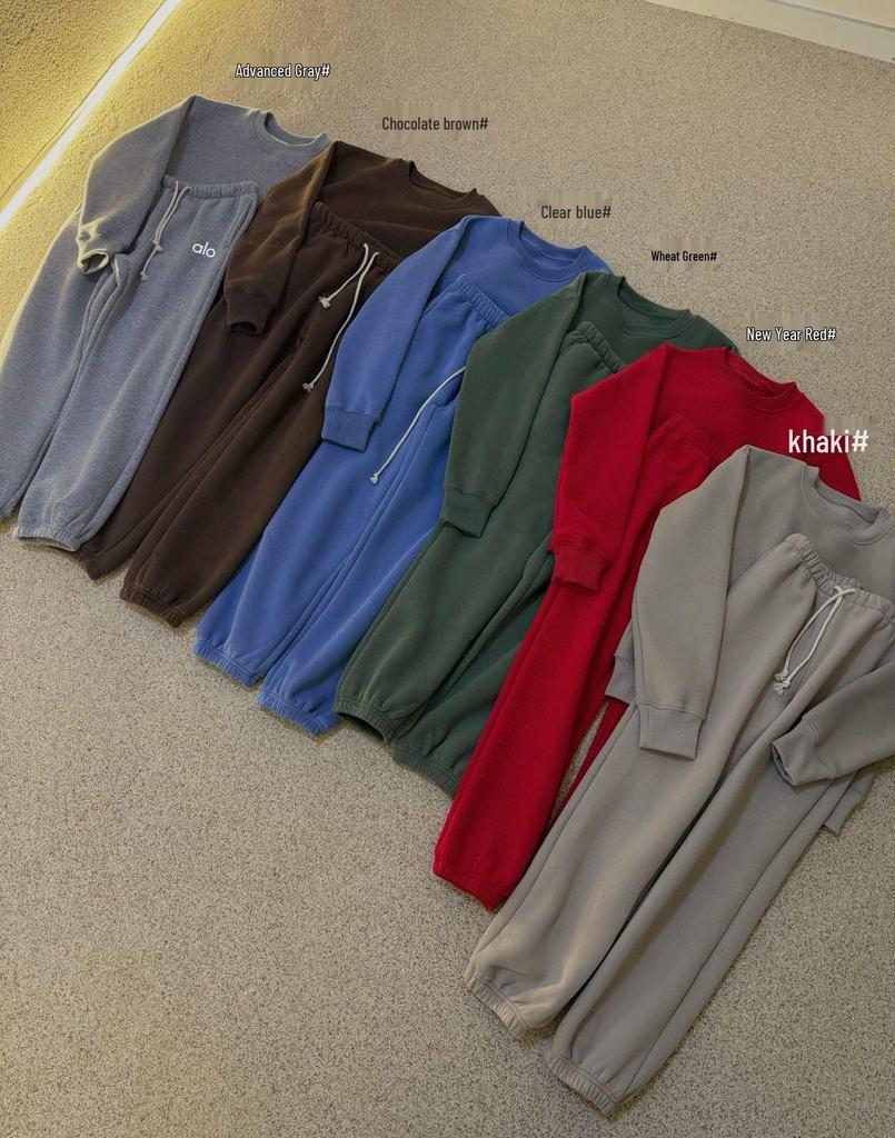 Women's Fleece-Lined Casual Sweatshirt Set: High-End 25, Autumn/Winter, Warm Thickened Sweatpants, Pure Cotton