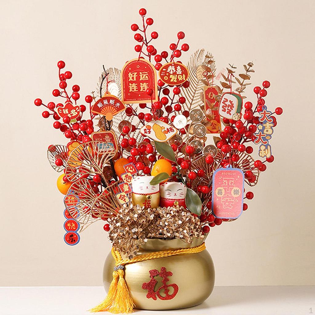 Chinesisches Jahr Künstliche Topfpflanze 19x23,6 Zoll Dekorative Handgefertigte Tischdekoration