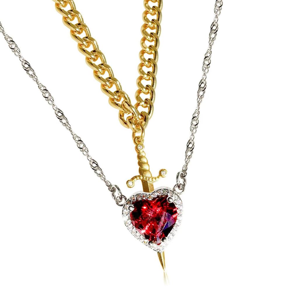 Elegant Heart Dagger Designs Necklace Charming Heart Dagger Necklace with Crystal Highlights for Special Occasions