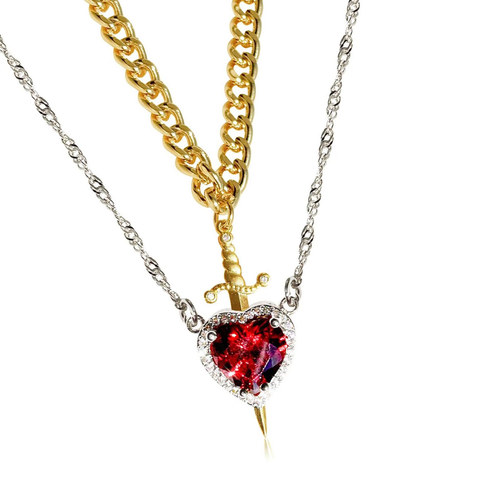 

Элегантное ожерелье в форме кинжала в форме сердца Очаровательное ожерелье в форме кинжала в форме сердца с кристальными акцентами для особых случаев 3