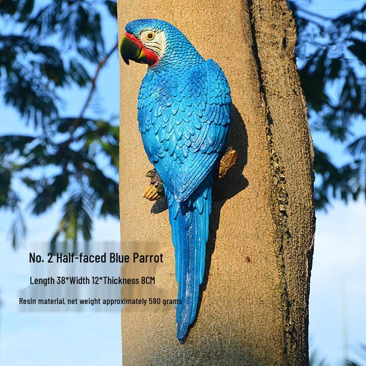 Wall-Mounted Parrot On Tree: Hanging Tree Ornament Bird Model