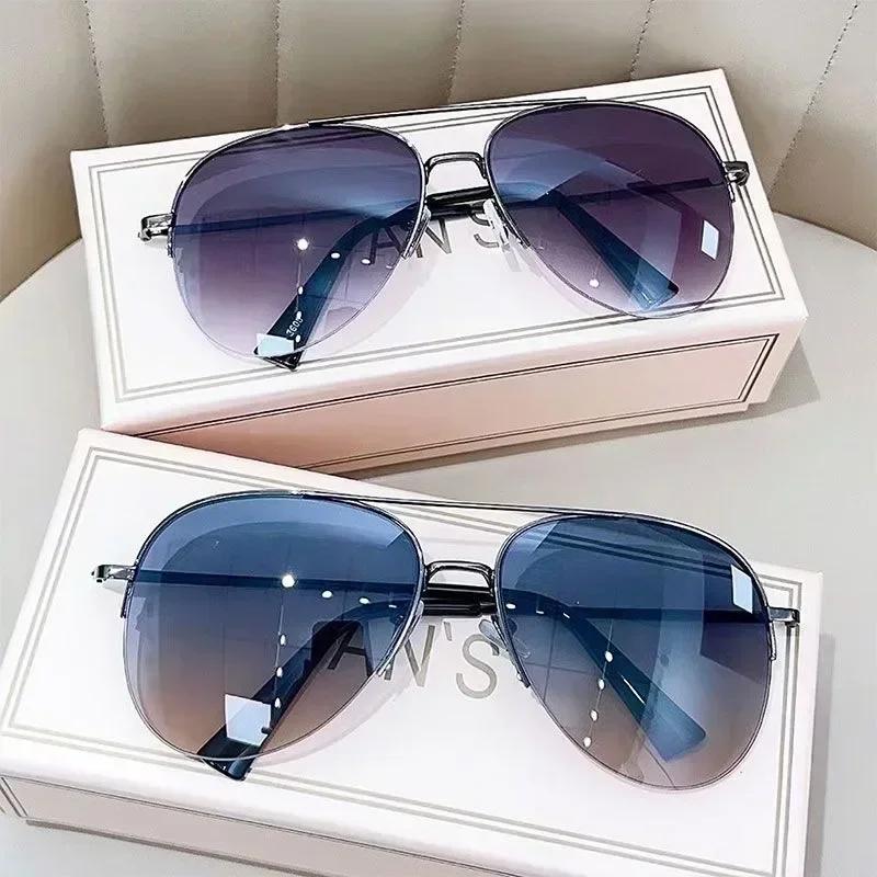 Fashion Gradient Sunglasses for Men Big Frame Pilot Sun Glasses Brand Design Anti-reflectiveUV400 Lunette eil Homme
