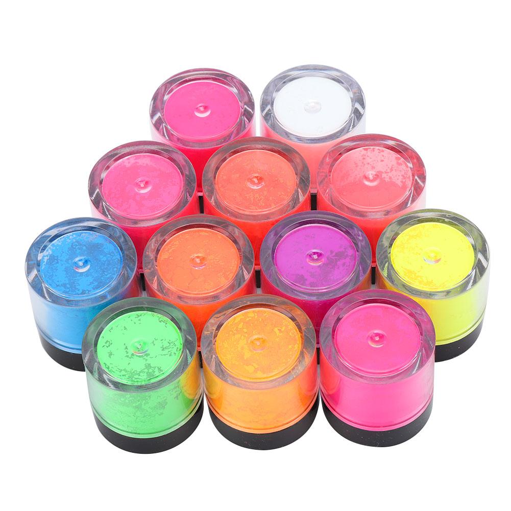 

12 цветов пудры для ногтей с фосфором для дизайна ногтей на Хэллоуин DIY флуоресцентная пудра маникюрный инструмент12 цветов