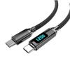 Crystal Shine 120W Fast Charging Dual USB-C Cable for Apple 15/16 & Huawei Car Chargers with Digital Display