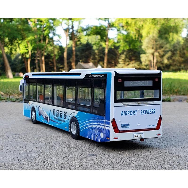 1/43 Large Size Electric Tourist Toy Traffic Bus Alloy Passenger Car Model Diecast Metal Toy Business Bus Model Sound Light Kids Gift