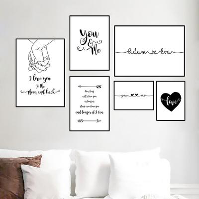 Modern You Me Names Love Wedding Quote Art Picture Canvas Painting Black White Fashion Wall Poster For Bedroom Home Decor HD2764