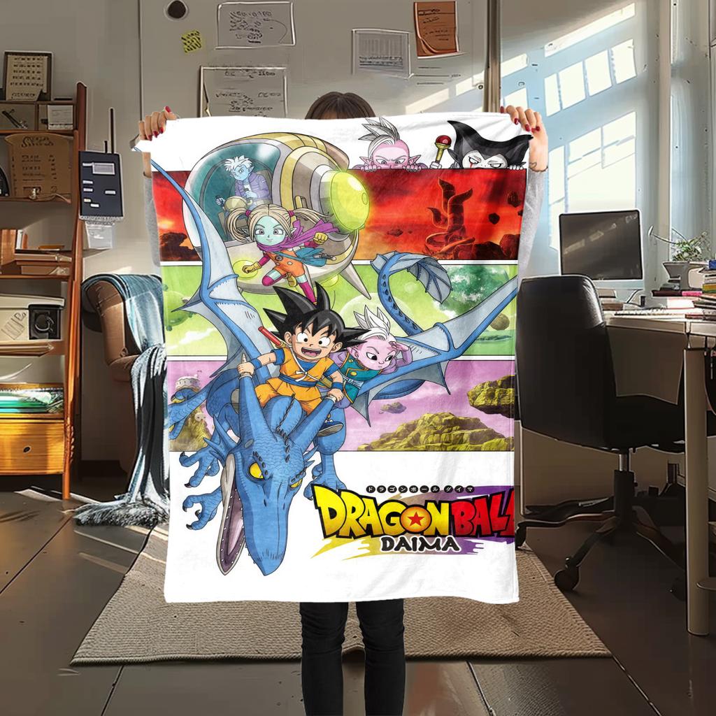 1 Stück DRAGON BALL Aufdruck Flanelldecke, Hohe Qualität für alle Jahreszeiten, Heimdekoration, Wärme und Komfort, Perfekt für Weihnachtsgeschenke