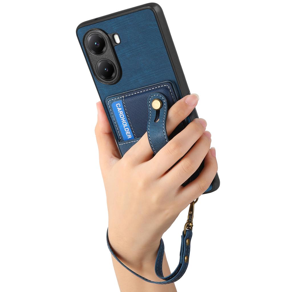 For Xiaomi Poco X7 Pro 5G/Xiaomi Redmi Turbo 4 5G Retro PU Leather Back Cover with Card Holder and Wristband Kickstand