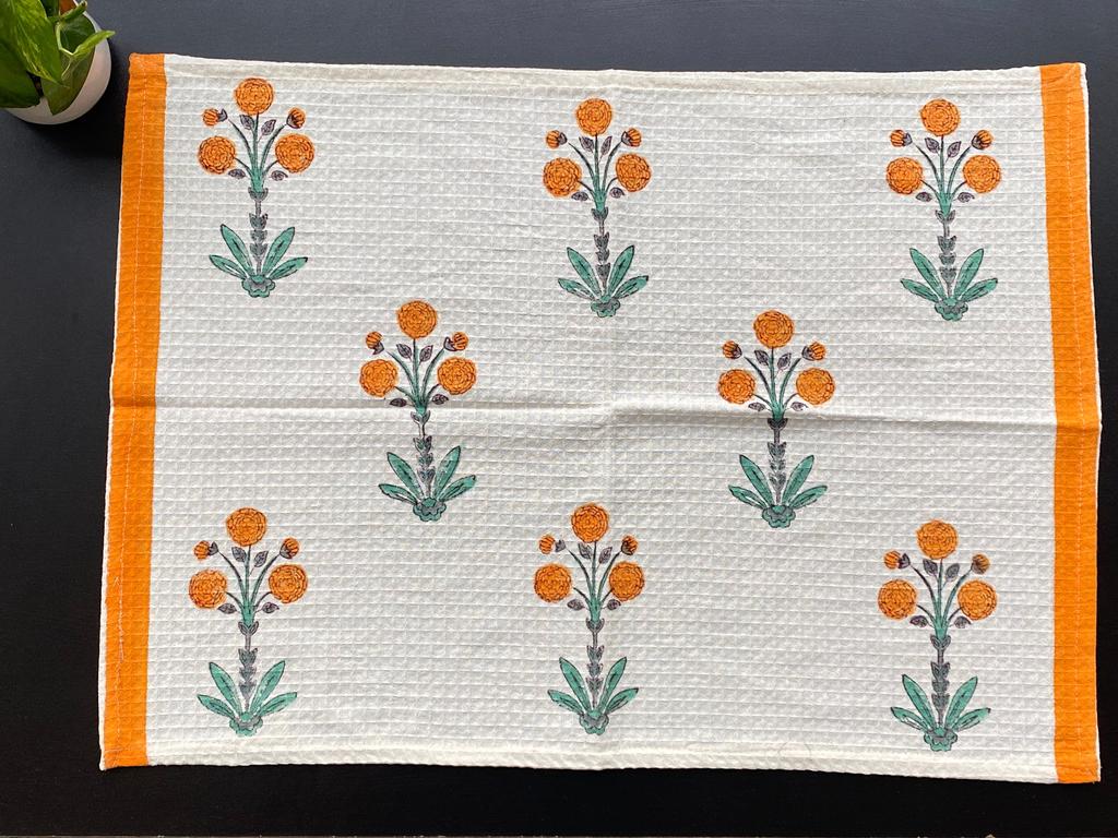 Pair of Blockprint Cotton Hand Towel