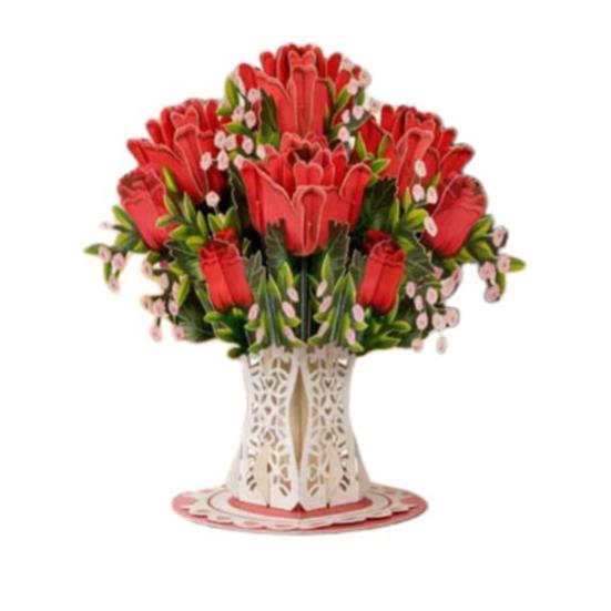 Evigt Blommande 3D Pop-Up Blommkort Handgjort Återvinningsbart Papperskort Eviga Romantiska Minnen Alla Hjärtans Dag Jubileum Födelsedagspresenter