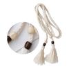 Handcraft Bohemian Cotton Rope Waist Belt for Women and Girl with Wood Beads and Tassels Perfect for Dresses and Skirt
