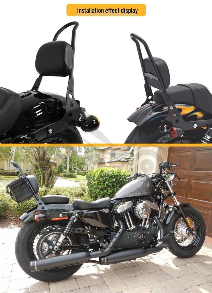 Harley XL883/1200/X48 Rear Backrest with Quick Release Seat Cushion and Luggage Rack for Motorcycle Modification