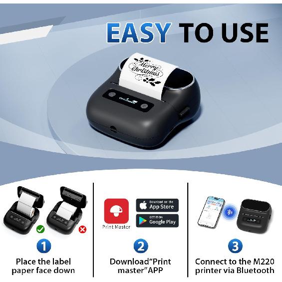 M220 Wireless Label Maker Portable Address Printer for 0.78 To 3.14 Inch Labels, for Home Office and Small Business Organization, Compatible with