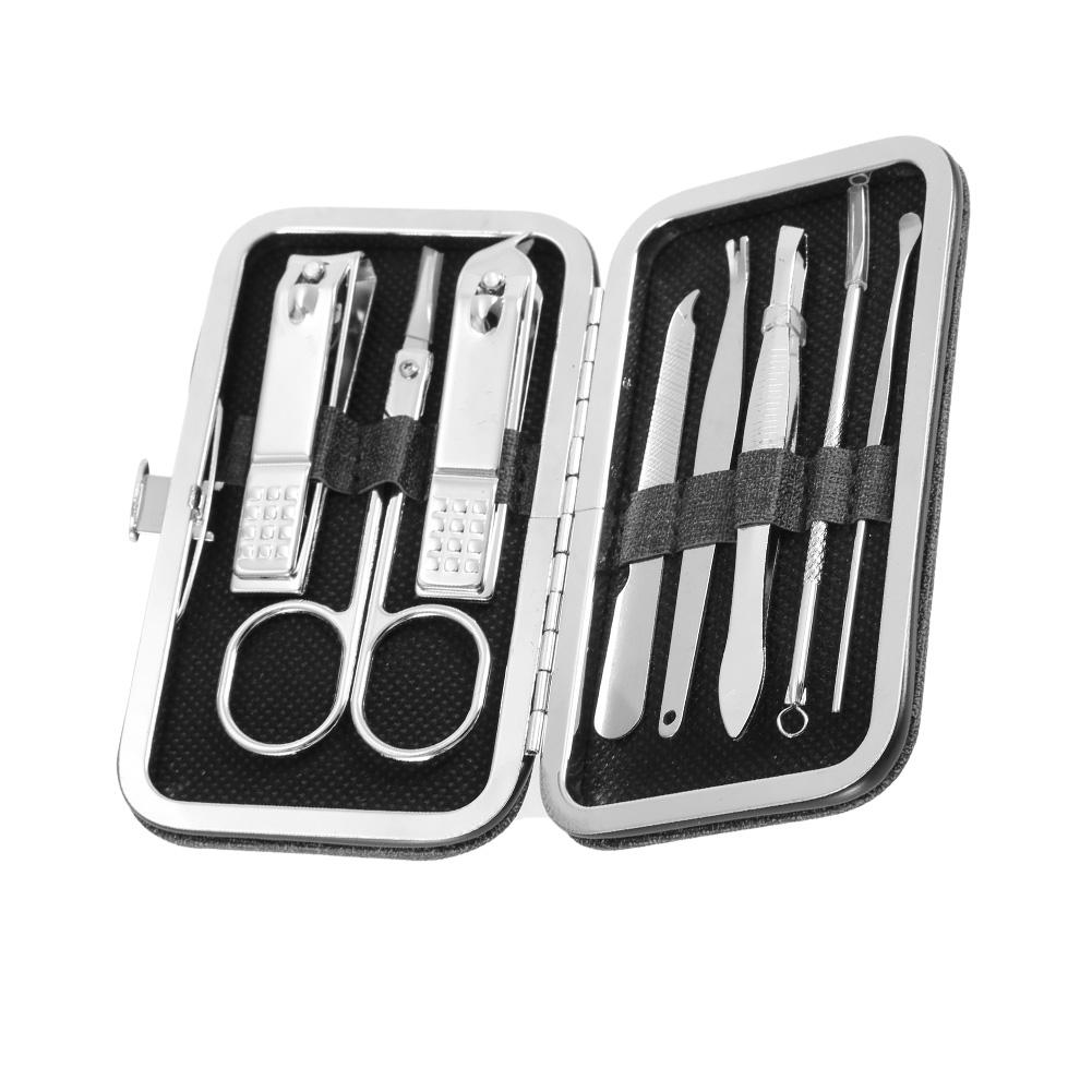8 Pcs Stainless Steel Nail Scissors Cutter Clippers Set Fingernail Toenail (Black)