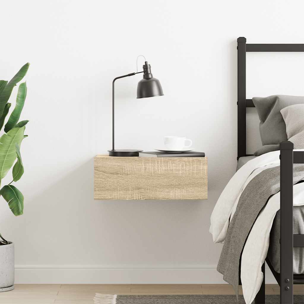 Wandmontierter Nachttisch mit Schublade, Aufbewahrungsschrank, Nachtschränkchen, 40x30x15 cm